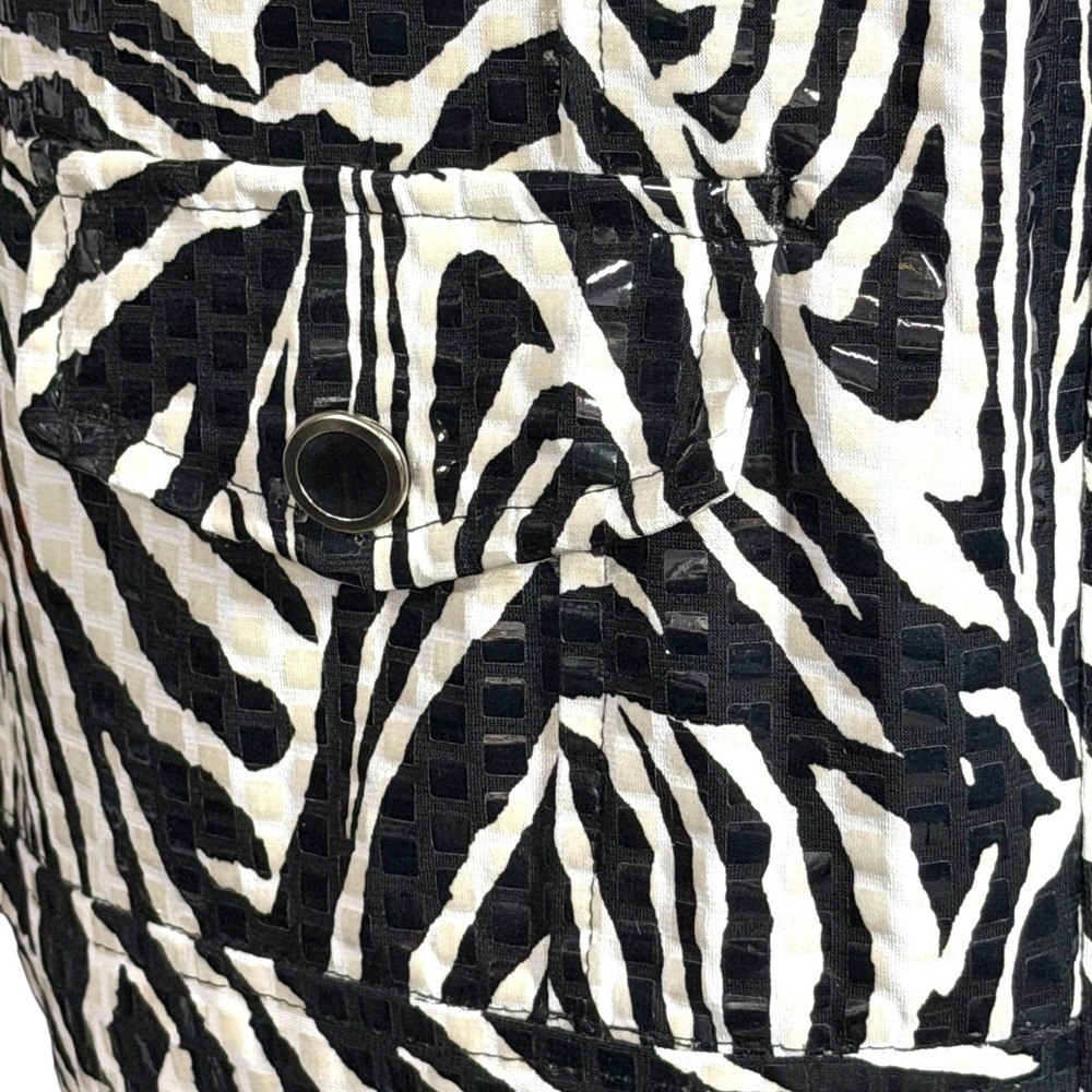 Elementz Womens Zebra Print Zip Up Jacket Black White 3/4 Sleeve Large Sequinss - Picture 3 of 11